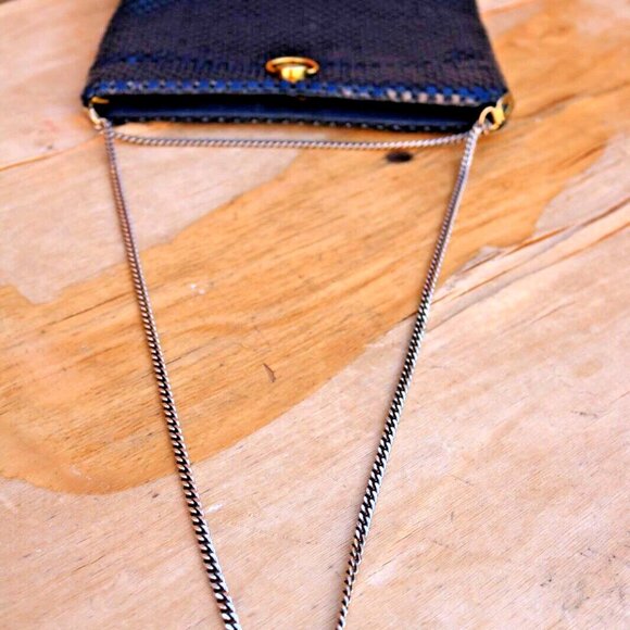 Blue Metal Mesh Handbag Mesh Purse Mesh Evening Clutch Vintage - Picture 8 of 16